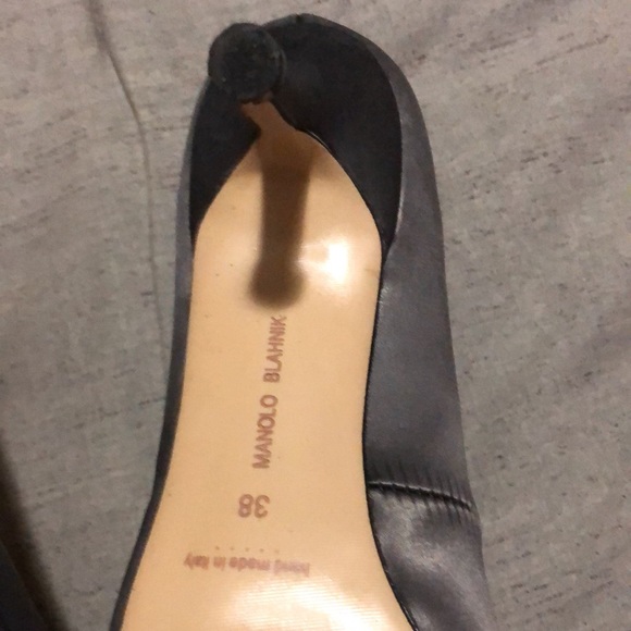 Authentic MANOLO BLAHNIK -Italy Rhinestone Gray Heeled Shoes S38 - Picture 6 of 17